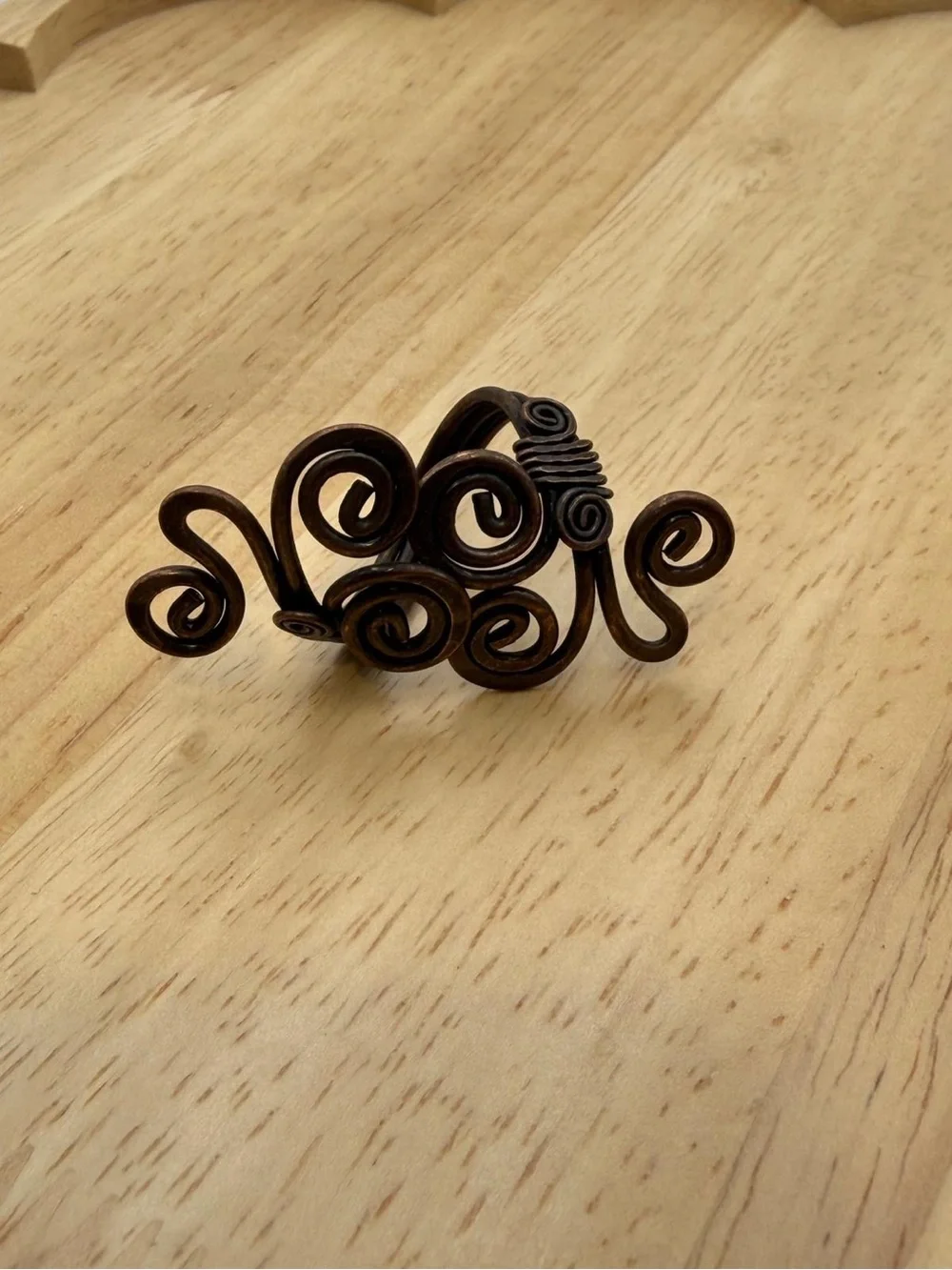 Handcrafted Swirl Statement Ring in Antique Copper Tone
